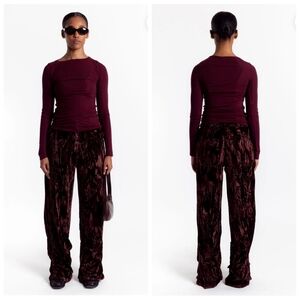Collina Strada Dante Crushed Velvet Brown Trousers Large